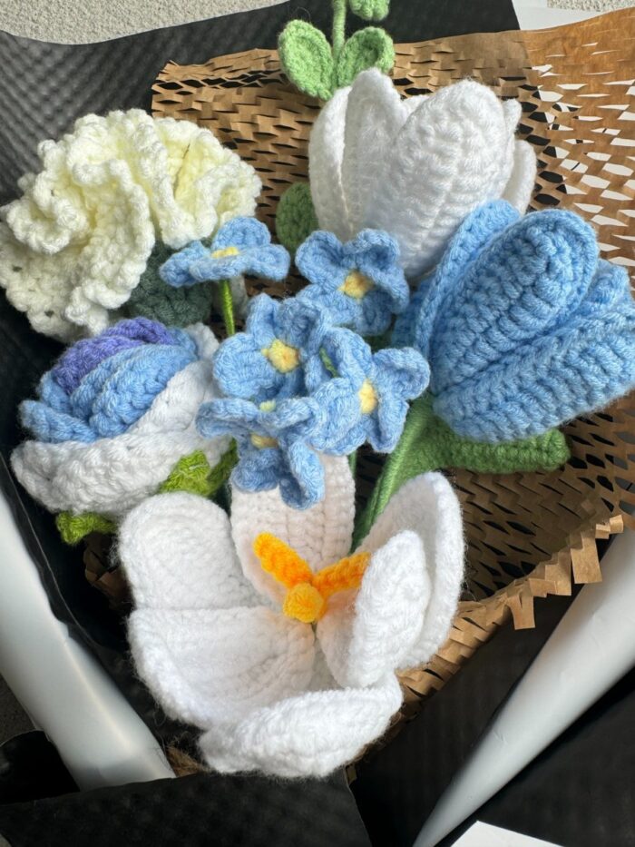 Crochet Flower Bouquets Handmade, Finished Product, Sea Whisper